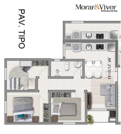 Imagem Apartamento com 3 Quartos à Venda, 54 m² em Parque Da Fonte - São José Dos Pinhais