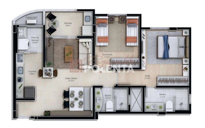Imagem Apartamento com 2 Quartos à Venda, 69 m² em São Cristóvão - Criciúma