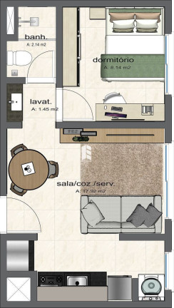 Apartamento com 1 Quarto à Venda, 34 m² em Camobi - Santa Maria