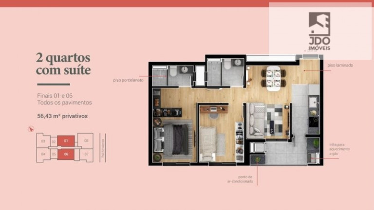 Imagem Apartamento com 2 Quartos à Venda, 56 m² em água Verde - Curitiba