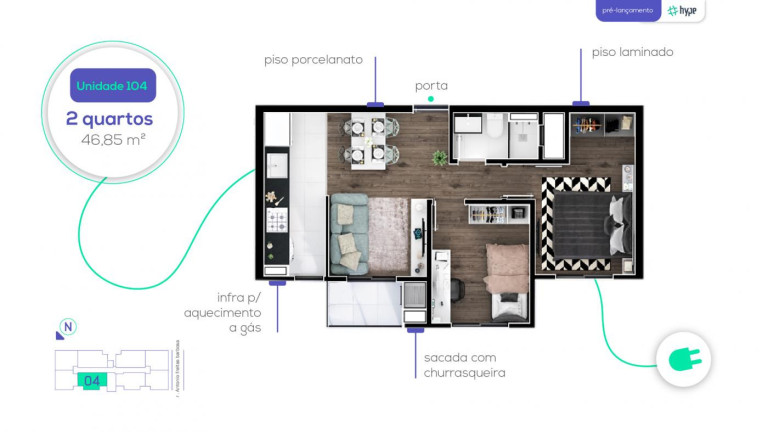 Imagem Apartamento com 2 Quartos à Venda, 49 m² em Capão Raso - Curitiba
