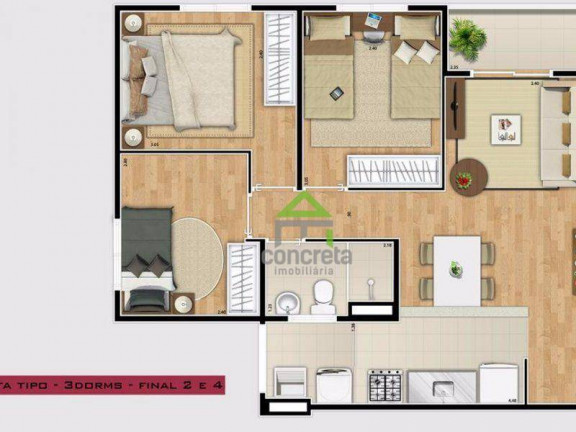 Imagem Apartamento com 3 Quartos à Venda, 53 m² em Jardim ísis - Cotia