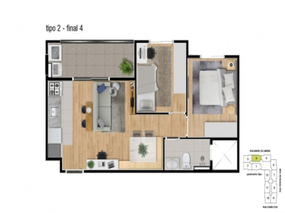 Imagem Imóvel com 2 Quartos à Venda, 46 m² em Vila Pires - Santo André