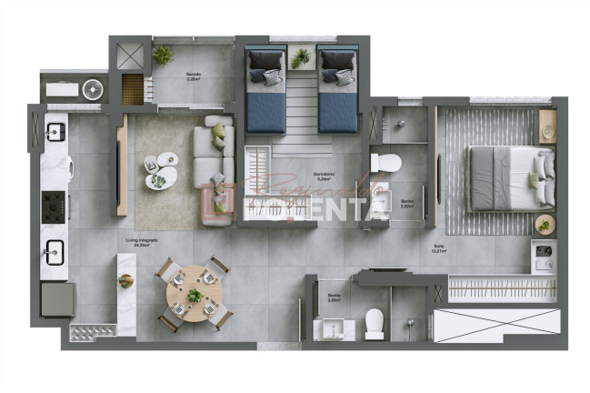 Imagem Apartamento com 2 Quartos à Venda, 65 m² em Comerciário - Criciúma