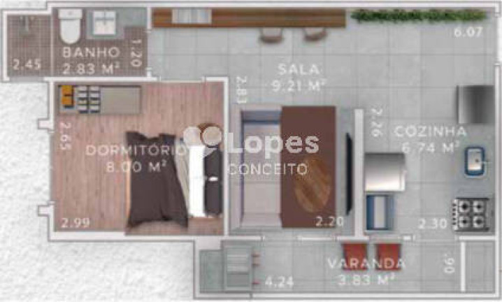Imagem Apartamento com 1 Quarto à Venda, 37 m² em Boqueirão - Praia Grande