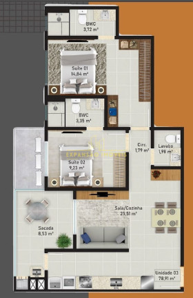Imagem Apartamento com 2 Quartos à Venda, 92 m² em Barreiros - São José Imagem Apartamento com 2 Quartos à Venda, 92 m² em Barreiros - São José