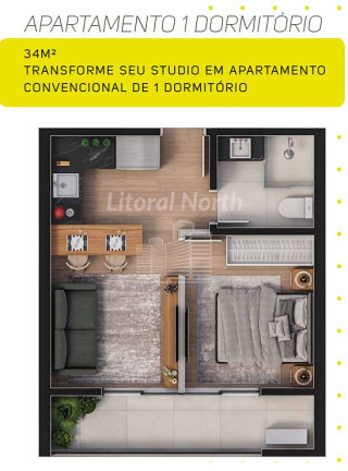 Imagem Apartamento com 1 Quarto à Venda, 34 m² em Centro - Itajaí