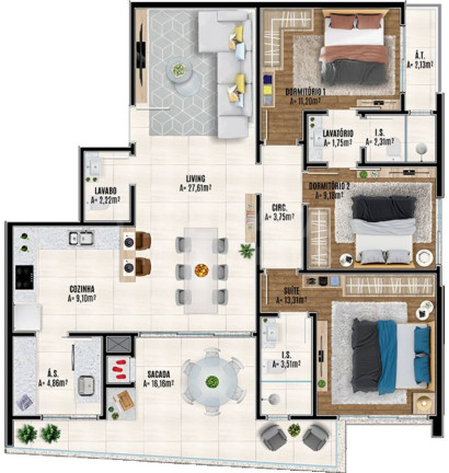 Imagem Apartamento com 3 Quartos à Venda, 108 m² em Centro - Navegantes