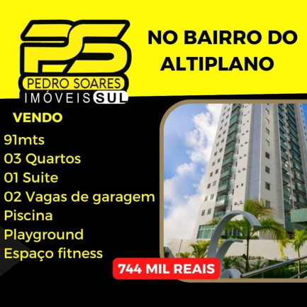 Apartamento com 3 Quartos à Venda, 92 m² em Altiplano Cabo Branco - João Pessoa