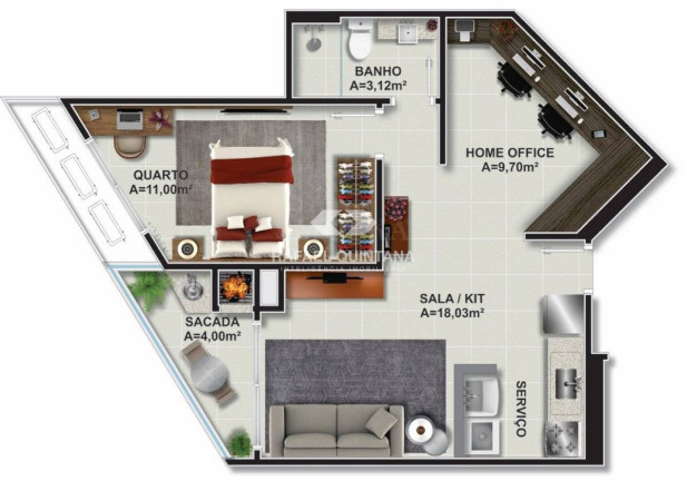 Imagem Apartamento com 1 Quarto à Venda, 52 m² em Itacorubi - Florianópolis