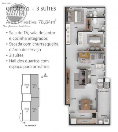 Imagem Apartamento com 3 Quartos à Venda, 78 m² em Caioba - Matinhos Imagem Apartamento com 3 Quartos à Venda, 78 m² em Caioba - Matinhos