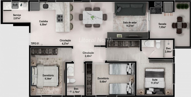 Imagem Apartamento com 3 Quartos à Venda, 81 m² em Vila Operária - Itajaí Imagem Apartamento com 3 Quartos à Venda, 81 m² em Vila Operária - Itajaí