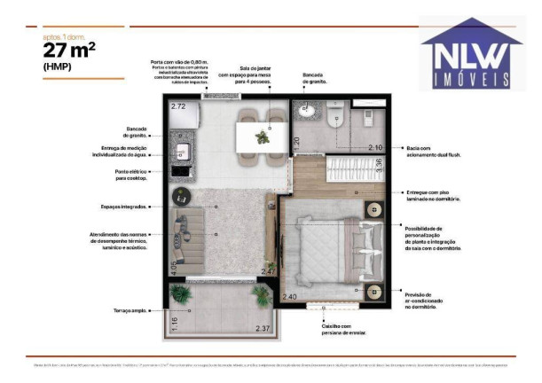 Studio com 1 Quarto à Venda, 27 m² em Perdizes - São Paulo