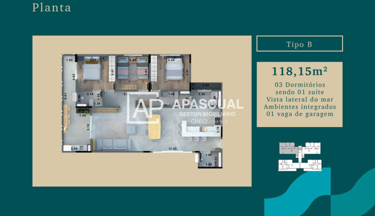 Apartamento com 3 Quartos à Venda, 124 m² em Jardim Britânia - Caraguatatuba