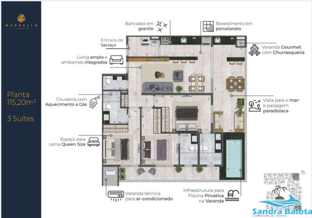 Imagem Apartamento com 2 Quartos à Venda, 70 m² em Tenório - Ubatuba
