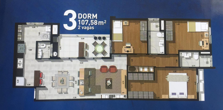 Imagem Apartamento com 3 Quartos à Venda, 107 m² em Centro