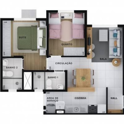 Imagem Apartamento com 2 Quartos à Venda, 52 m² em Vila Alzira - Aparecida De Goiânia