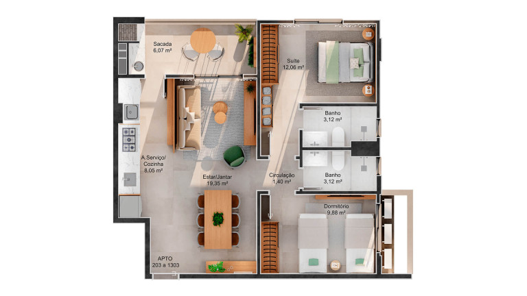 Imagem Apartamento com 2 Quartos à Venda, 73 m² em Barreiros - São José