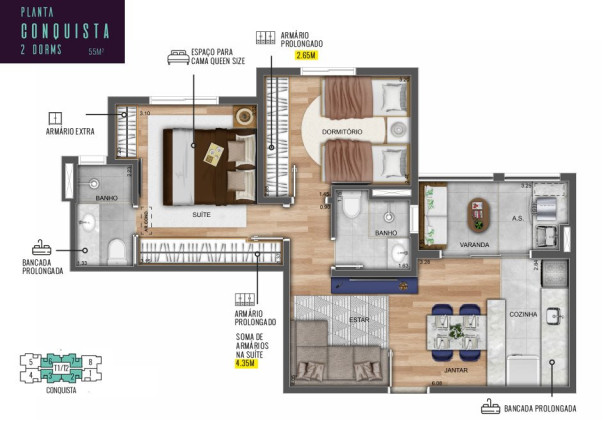 Imagem Apartamento com 2 Quartos à Venda, 55 m² em Vila Industrial - São José Dos Campos