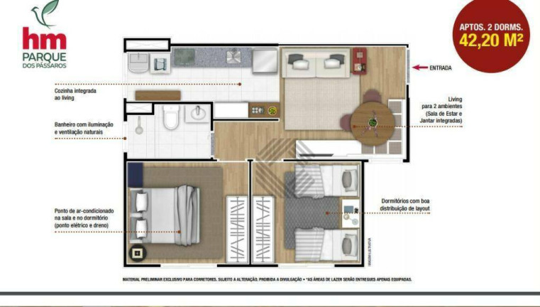 Imagem Apartamento com 2 Quartos para Alugar, 42 m² em Aparecidinha - Sorocaba