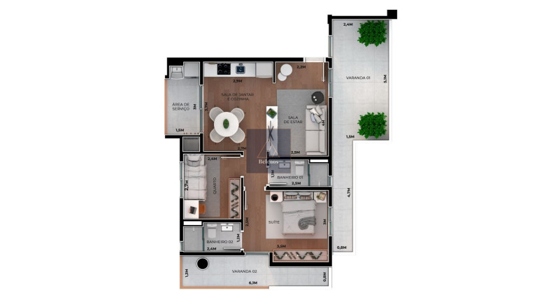 Imagem Apartamento com 2 Quartos à Venda, 63 m² em Boa Vista - Curitiba