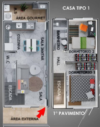 Imagem Casa com 2 Quartos à Venda, 105 m² em Guilhermina - Praia Grande