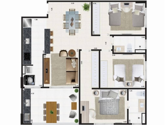 Imagem Apartamento com 3 Quartos à Venda, em Guilhermina - Praia Grande Imagem Apartamento com 3 Quartos à Venda, em Guilhermina - Praia Grande
