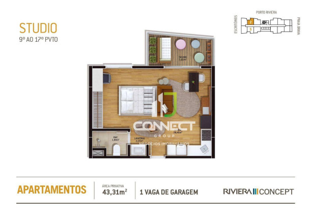 Imagem Studio com 1 Quarto à Venda, 10.380 m² em Praia Brava - Itajaí