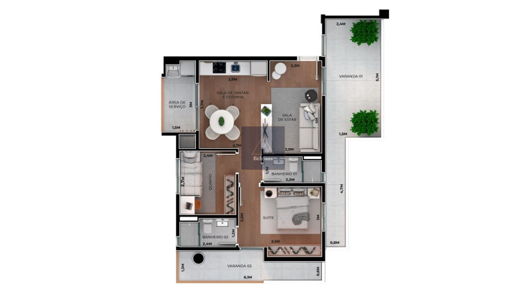 Imagem Apartamento com 2 Quartos à Venda, 61 m² em Boa Vista - Curitiba