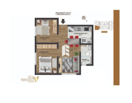 Imagem Apartamento com 2 Quartos à Venda, 43 m² em Camobi - Santa Maria Imagem Apartamento com 2 Quartos à Venda, 43 m² em Camobi - Santa Maria