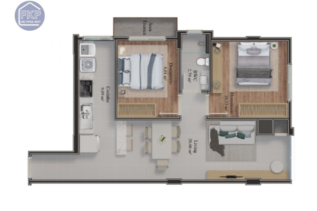 Imagem Apartamento com 2 Quartos à Venda, 56 m² em São Judas - Itajaí
