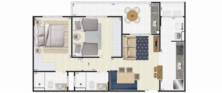 Imagem Apartamento com 2 Quartos à Venda, 72 m² em Guilhermina - Praia Grande