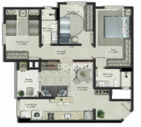 Imagem Apartamento com 3 Quartos à Venda, 74 m² em São Luiz - Criciúma