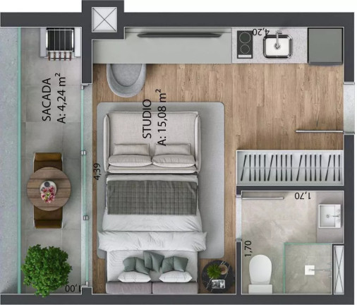 Imagem Imóvel com 1 Quarto à Venda, 30 m² em Bigorrilho - Curitiba