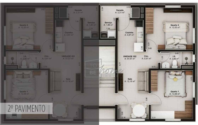 Imagem Apartamento com 2 Quartos à Venda, 57 m² em Paloma - Colombo