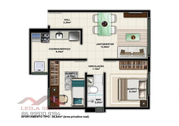 Imagem Apartamento com 2 Quartos à Venda, 58 m² em Dirceu - Teresina Imagem Apartamento com 2 Quartos à Venda, 58 m² em Dirceu - Teresina