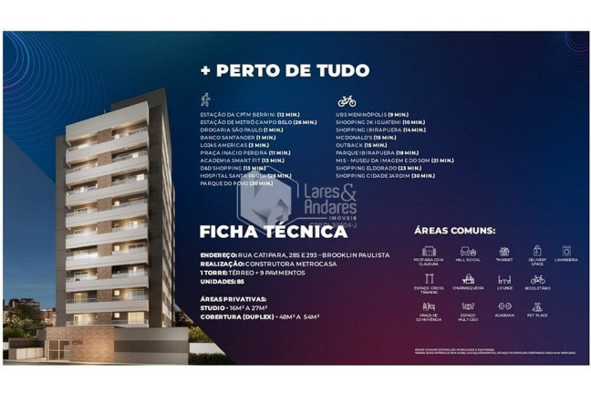 Imagem Studio com 1 Quarto à Venda, 24 m² em Brooklin Paulista - São Paulo