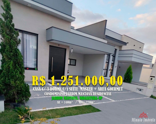 Casa de Condomínio com 3 Quartos à Venda, 140 m² em Jardim Mantova - Indaiatuba