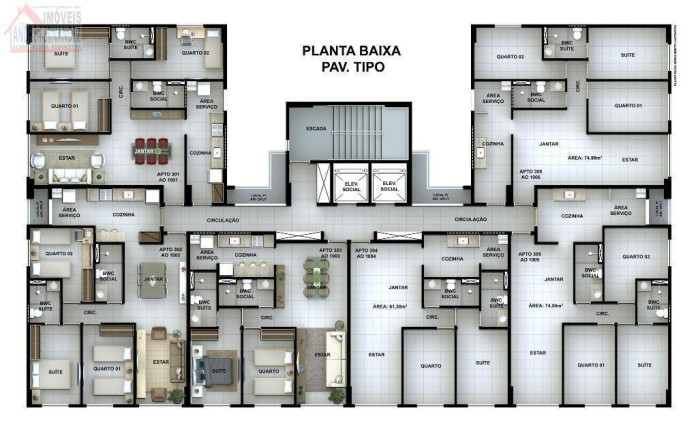 Imagem Apartamento com 3 Quartos à Venda, 74 m² em Bairro Novo - Olinda