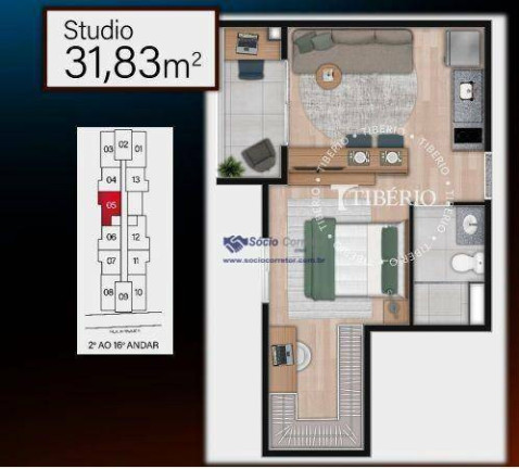 Imagem Studio com 1 Quarto à Venda, 26 m² em Perdizes - São Paulo Imagem Studio com 1 Quarto à Venda, 26 m² em Perdizes - São Paulo