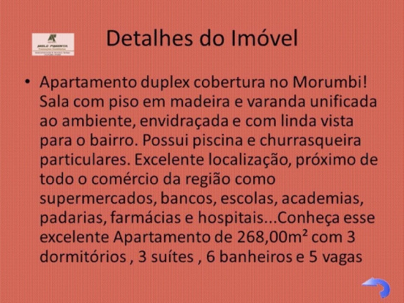 Imagem Cobertura com 3 Quartos à Venda, 268 m² em Morumbi - São Paulo Imagem Cobertura com 3 Quartos à Venda, 268 m² em Morumbi - São Paulo