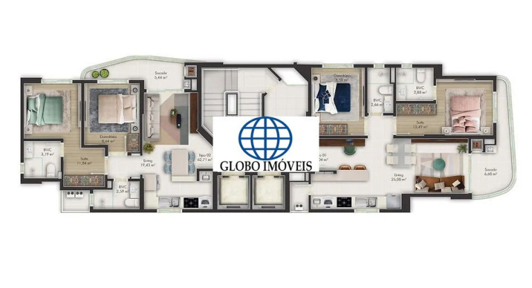Apartamento com 3 Quartos à Venda, 62 m² em Gaivotas - Balneário Piçarras