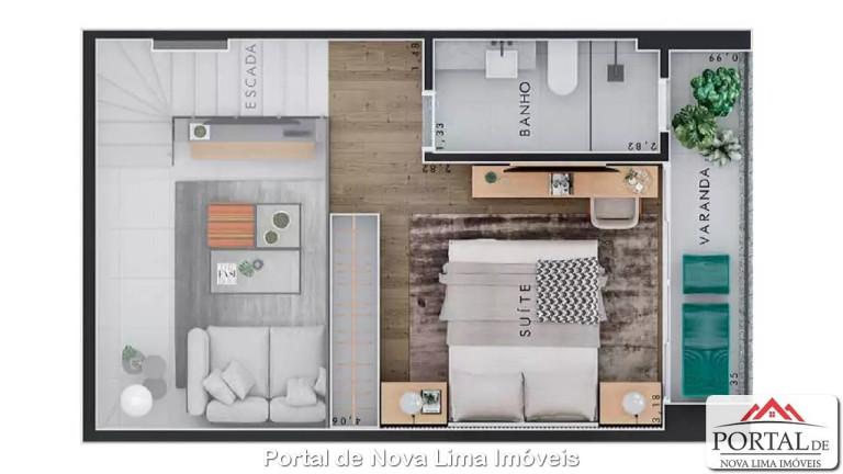 Imagem Apartamento com 2 Quartos à Venda, 66 m² em Alphaville Lagoa Dos Ingleses - Nova Lima