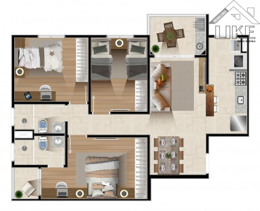 Imagem Imóvel com 3 Quartos à Venda, 74 m² em Centro - Jacareí Imagem Imóvel com 3 Quartos à Venda, 74 m² em Centro - Jacareí