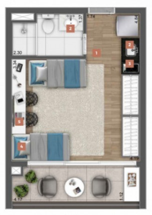 Imagem Studio com 1 Quarto à Venda, 27 m² em Santo Amaro - São Paulo