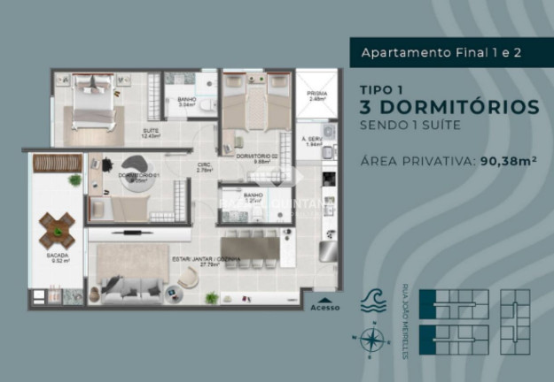 Imagem Apartamento com 1 Quarto à Venda, 63 m² em Abraão - Florianópolis