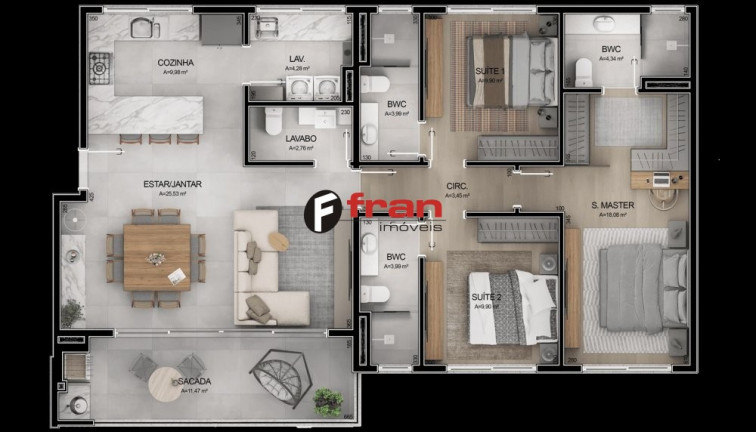 Imagem Apartamento com 3 Quartos à Venda, 128 m² em Cacupé - Florianópolis