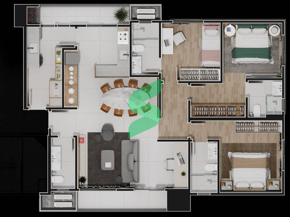Imagem Apartamento com 2 Quartos à Venda, 63 m² em América - Joinville Imagem Apartamento com 2 Quartos à Venda, 63 m² em América - Joinville