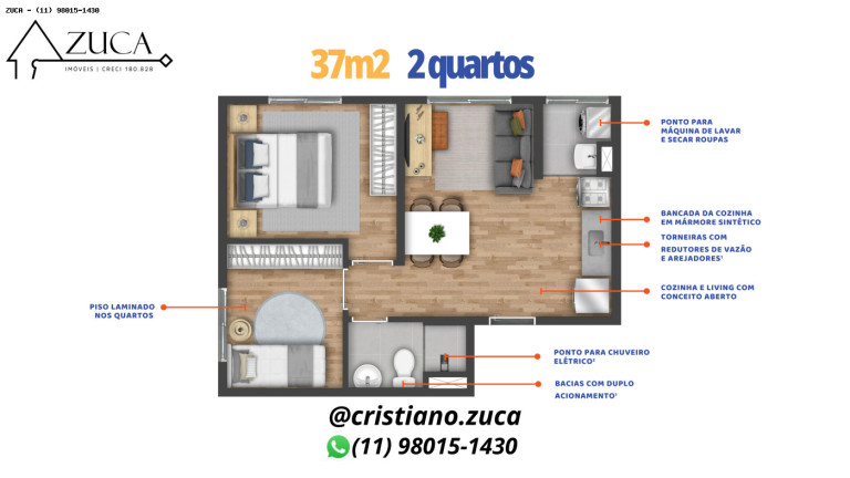 Imagem Apartamento com 2 Quartos à Venda,  em Jardim Silva Teles - São Paulo