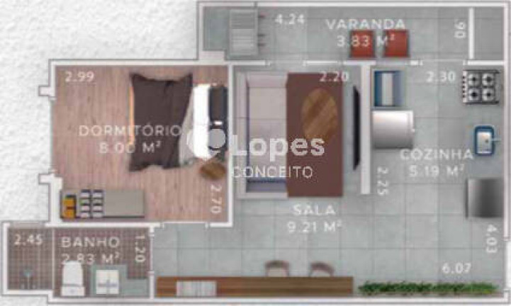 Imagem Apartamento com 1 Quarto à Venda, 37 m² em Boqueirão - Praia Grande